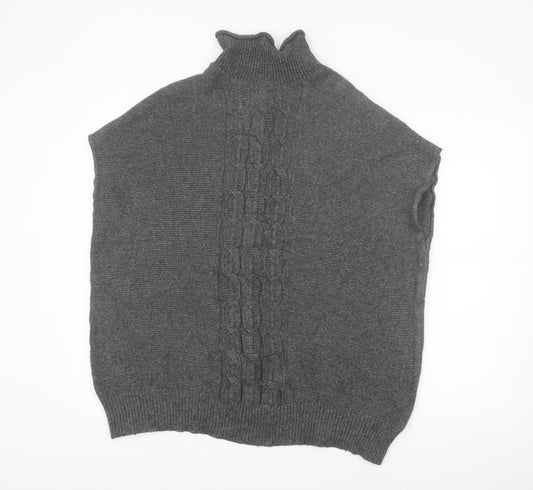Rachel Roy Womens Grey Roll Neck Sleeveless Cable Pullover Jumper L