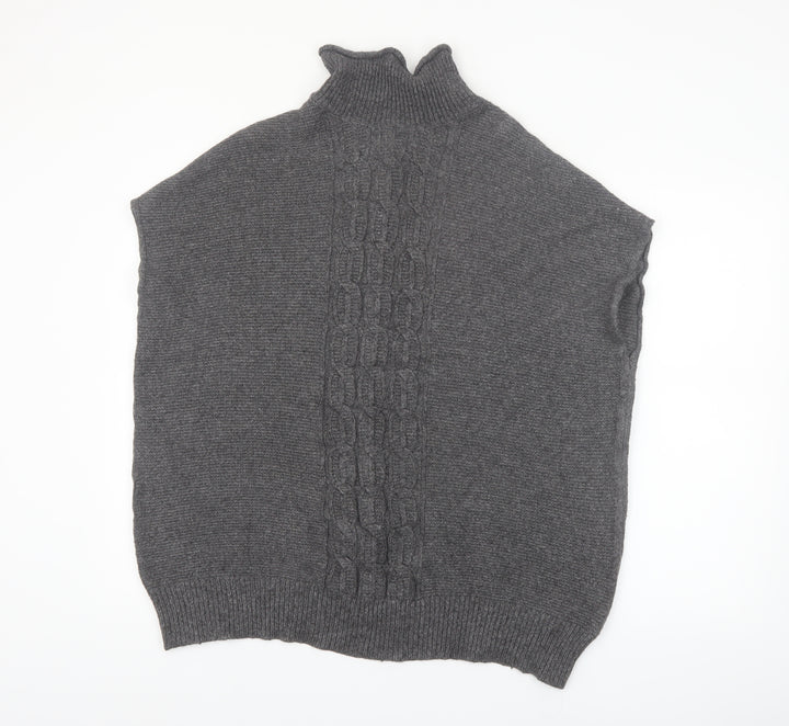 Rachel Roy Womens Grey Roll Neck Sleeveless Cable Pullover Jumper L