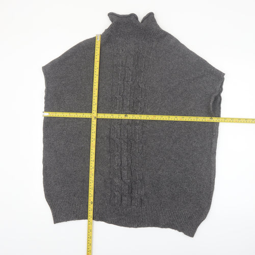 Rachel Roy Womens Grey Roll Neck Sleeveless Cable Pullover Jumper L