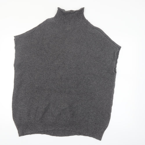 Rachel Roy Womens Grey Roll Neck Sleeveless Cable Pullover Jumper L