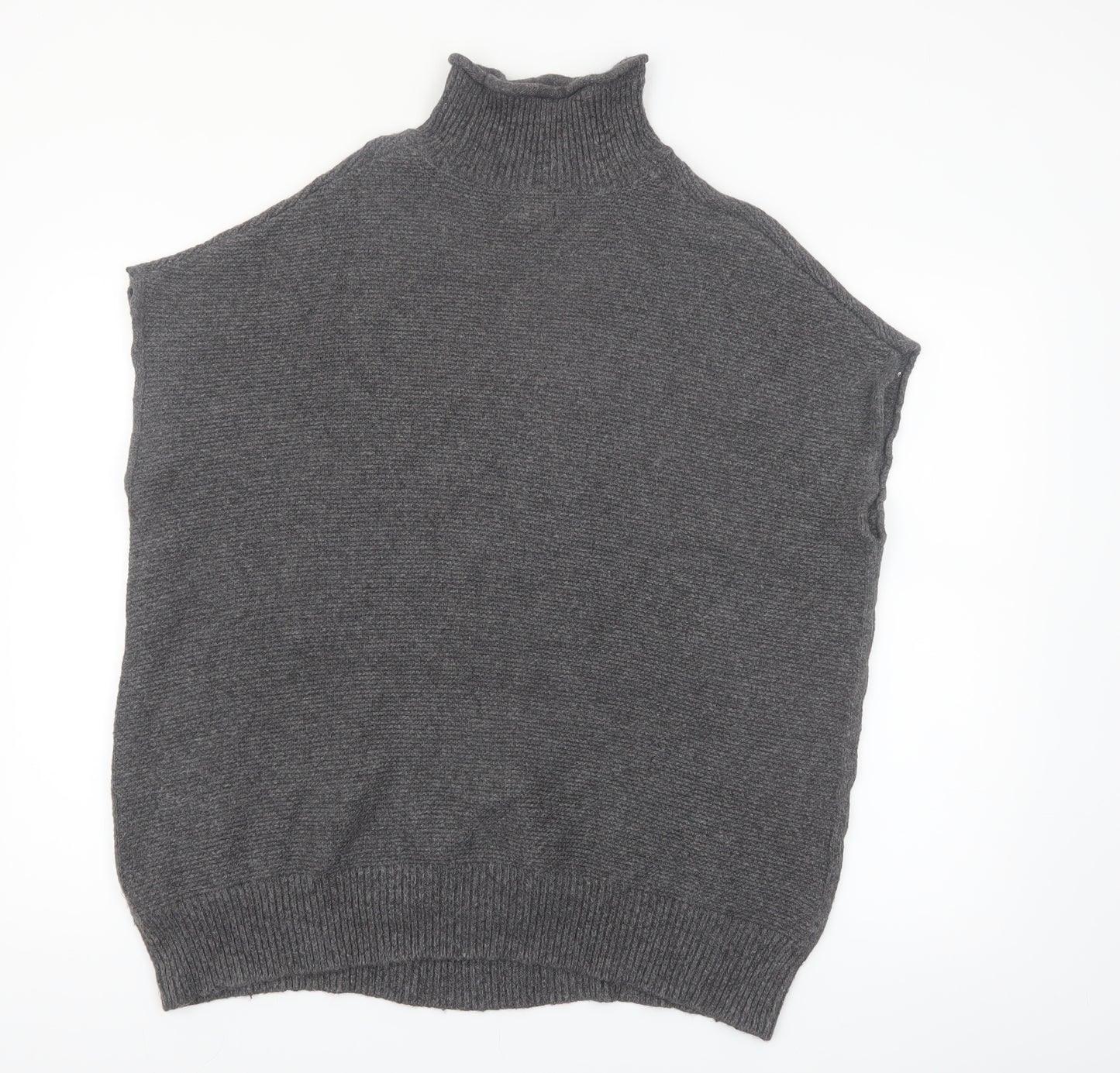 Rachel Roy Womens Grey Roll Neck Sleeveless Cable Pullover Jumper L
