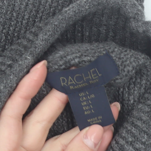 Rachel Roy Womens Grey Roll Neck Sleeveless Cable Pullover Jumper L