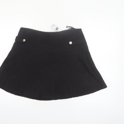 Dunnes Women Black Tweed A-Line Short Skirt Size 14