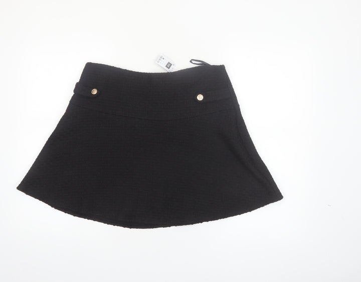 Dunnes Women Black Tweed A-Line Short Skirt Size 14