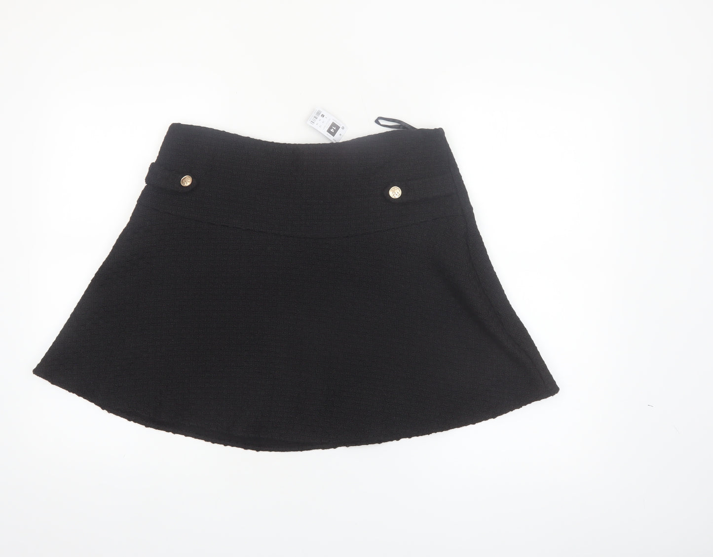 Dunnes Women Black Tweed A-Line Short Skirt Size 14