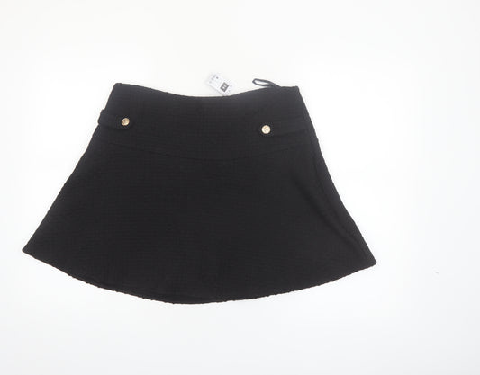 Dunnes Women Black Tweed A-Line Short Skirt Size 14