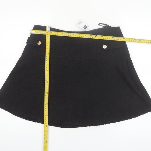 Dunnes Women Black Tweed A-Line Short Skirt Size 14