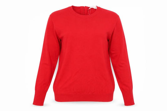Front view of Savida Women Red Crew Neck Long Sleeve jumper, size 12