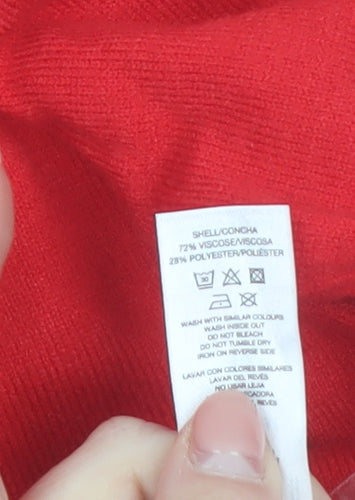 Savida Women Red Crew Neck Long Sleeve Pullover Jumper Size 12