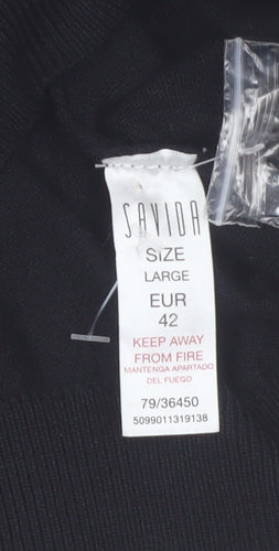 Savida Women's Black Button Detail Crew Neck Jumper Size 14