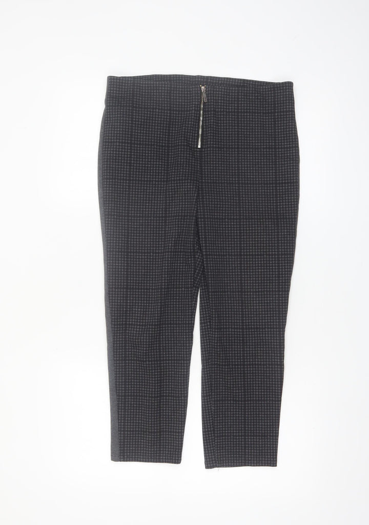 Yessica Women’s Black Check Slim Fit Cropped Trousers Size 12