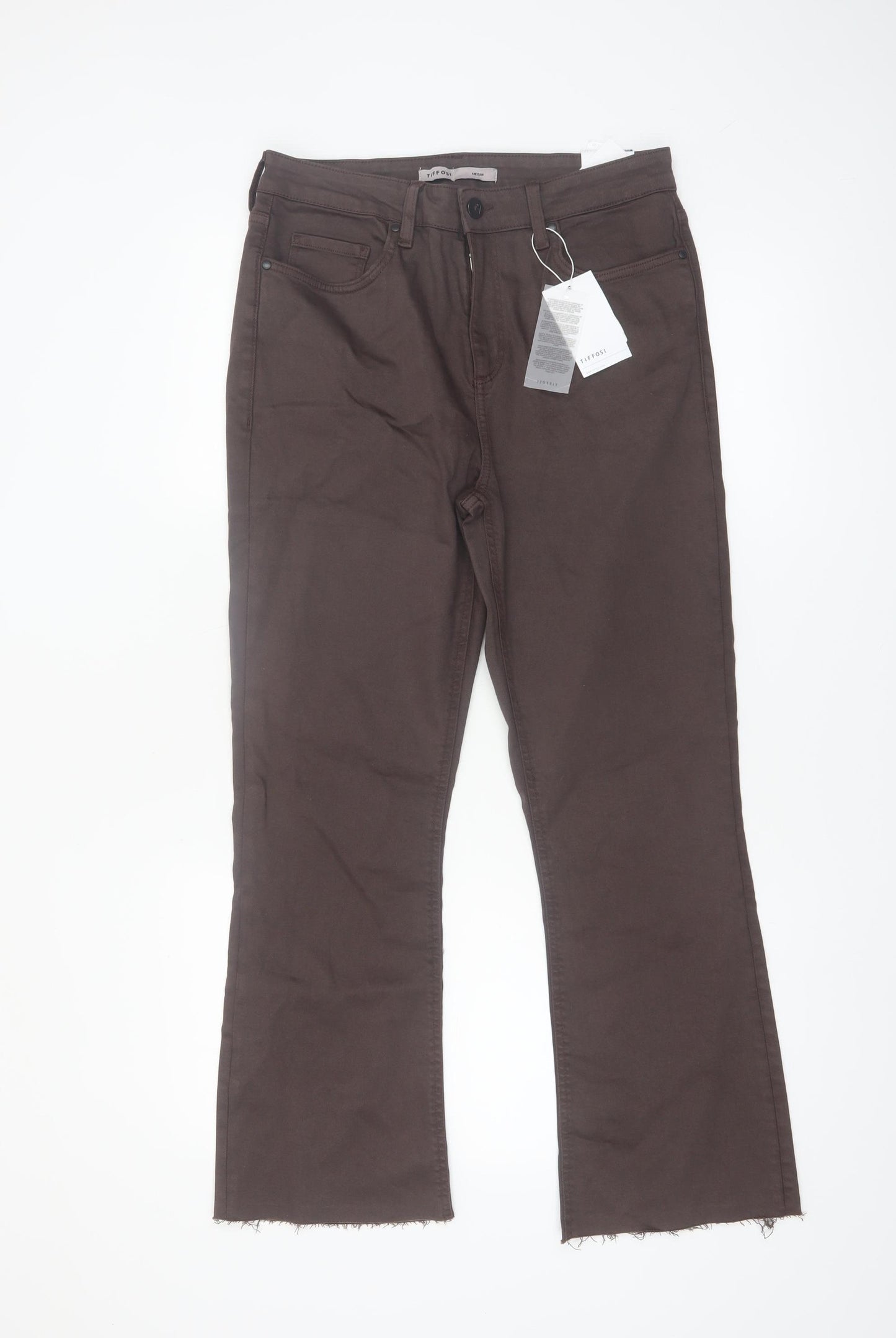 Tiffosi Women's Brown Flared Stretch Twill Trousers Size 16