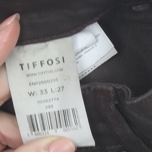 Tiffosi Women's Brown Flared Stretch Twill Trousers Size 16