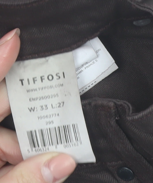 Tiffosi Women's Brown Flared Stretch Twill Trousers Size 16