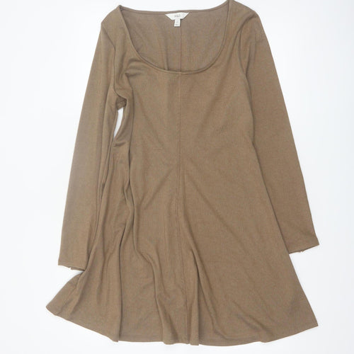 Marks and Spencer Women’s Brown A-Line Knit Long Sleeve Dress Size 12