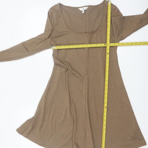 Marks and Spencer Women’s Brown A-Line Knit Long Sleeve Dress Size 12