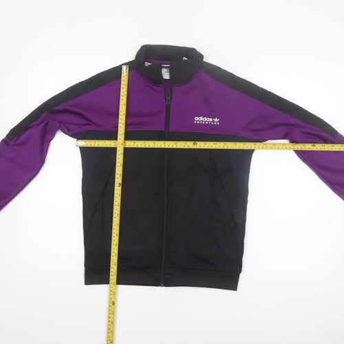 Adidas Boys Black Purple 12-13Y Track Jacket Zip Up Adventure Logo