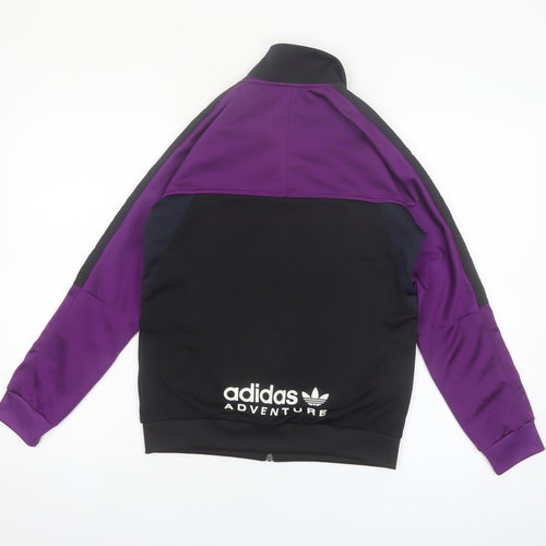 Adidas Boys Black Purple 12-13Y Track Jacket Zip Up Adventure Logo