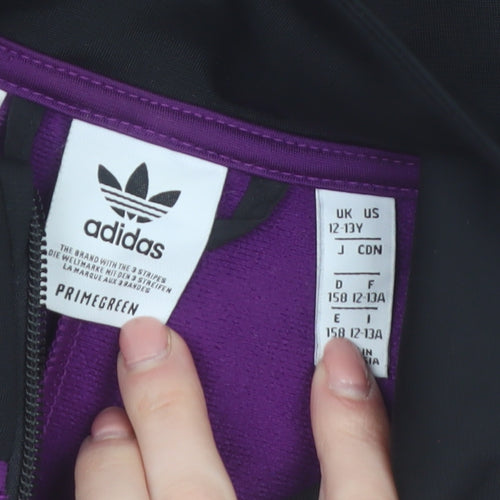 Adidas Boys Black Purple 12-13Y Track Jacket Zip Up Adventure Logo