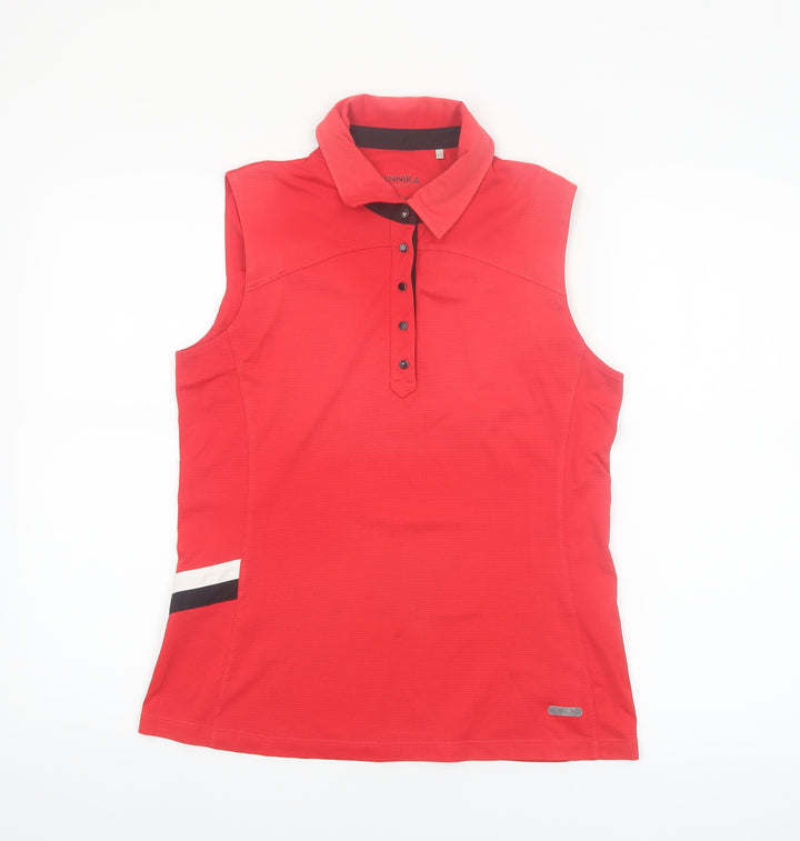 Annika by Cutter & Buck Women's Red Sleeveless Polo Golf Top Size S
