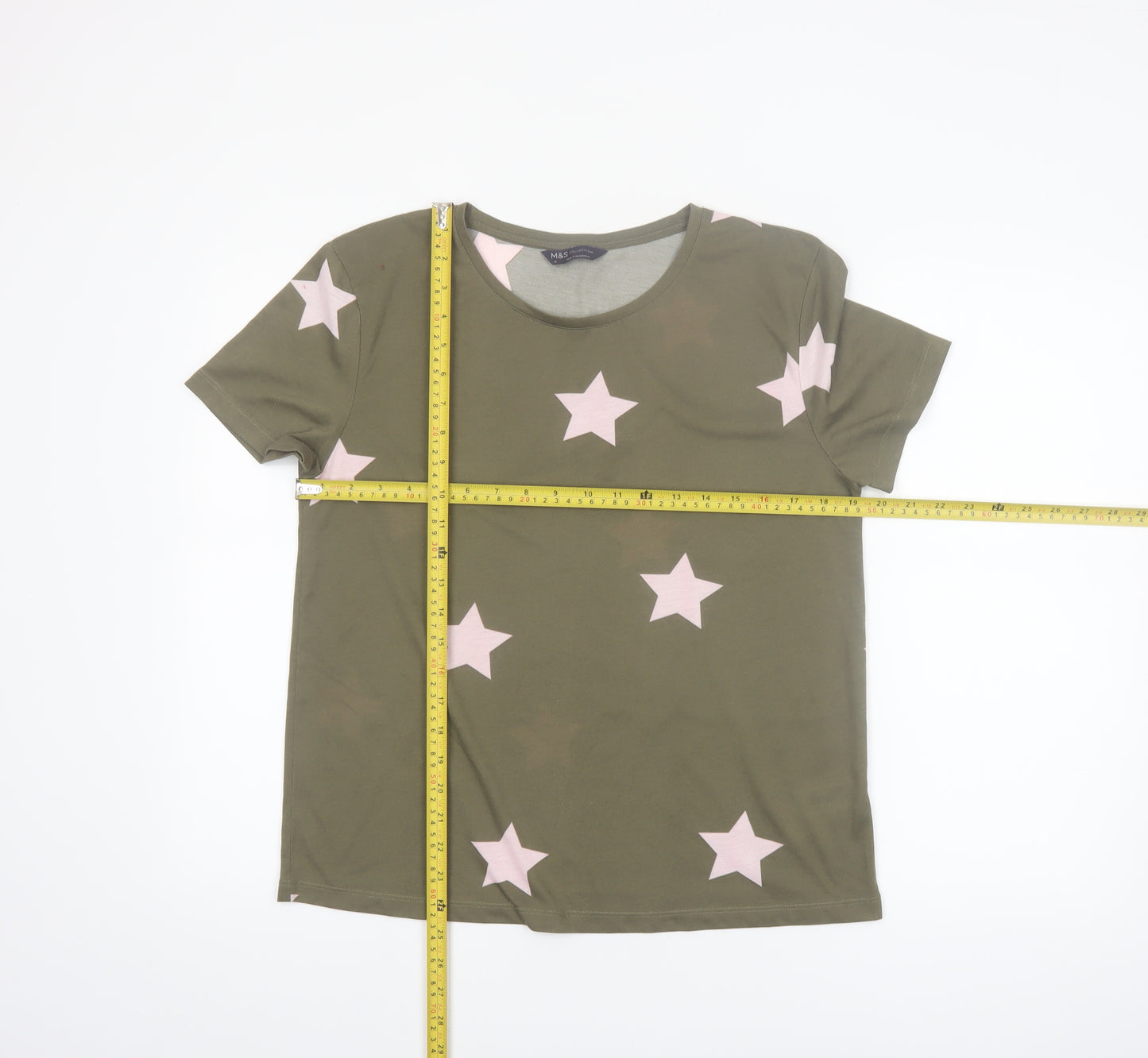 Marks and Spencer Women’s Green Star Print Crew Neck T-Shirt Size 10