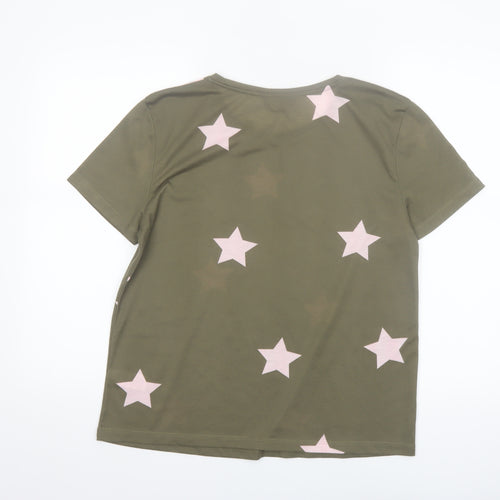 Marks and Spencer Women’s Green Star Print Crew Neck T-Shirt Size 10