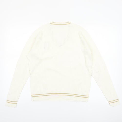 Green Lamb Women's Ivory V-Neck Pullover Jumper Size 10