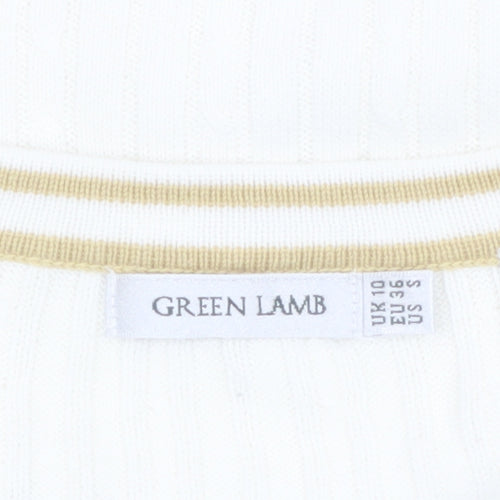Green Lamb Women's Ivory V-Neck Pullover Jumper Size 10