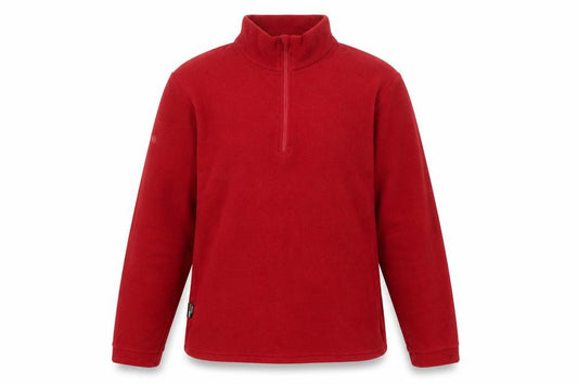 Front view of Lafuma Women Red Fleece 1/4 Zip Pullover Sweatshirt UK 12