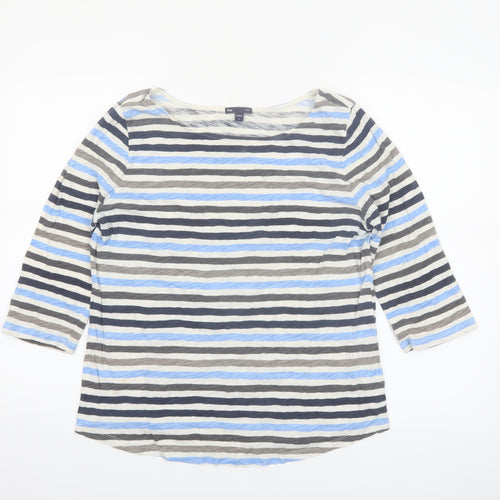 Gap Women’s Multicoloured Striped 3/4 Sleeve Cotton T-Shirt Size L