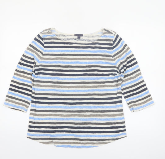 Gap Women’s Multicoloured Striped 3/4 Sleeve Cotton T-Shirt Size L