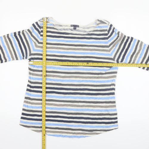 Gap Women’s Multicoloured Striped 3/4 Sleeve Cotton T-Shirt Size L