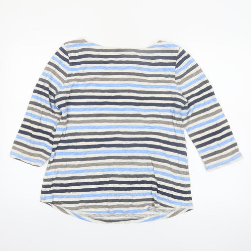Gap Women’s Multicoloured Striped 3/4 Sleeve Cotton T-Shirt Size L