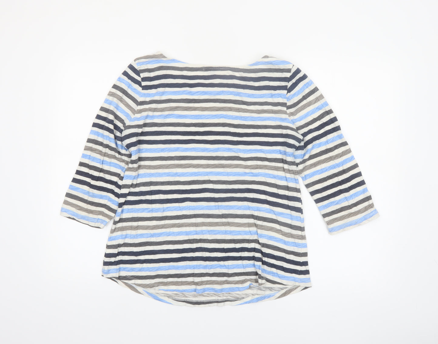Gap Women’s Multicoloured Striped 3/4 Sleeve Cotton T-Shirt Size L