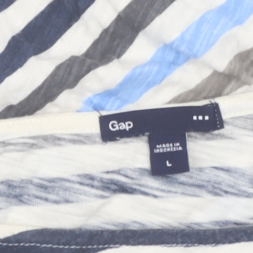 Gap Women’s Multicoloured Striped 3/4 Sleeve Cotton T-Shirt Size L