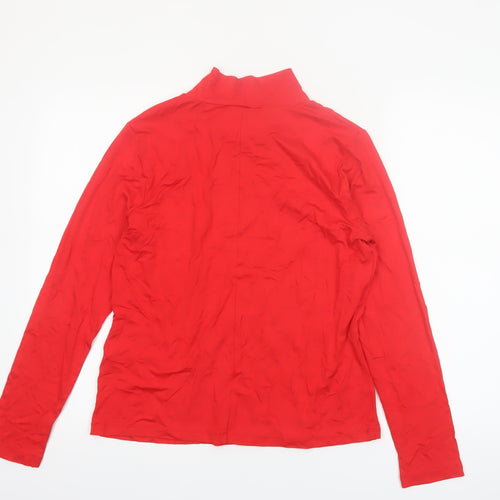 River Island Womens Red High Neck Long Sleeve Viscose Blouse L