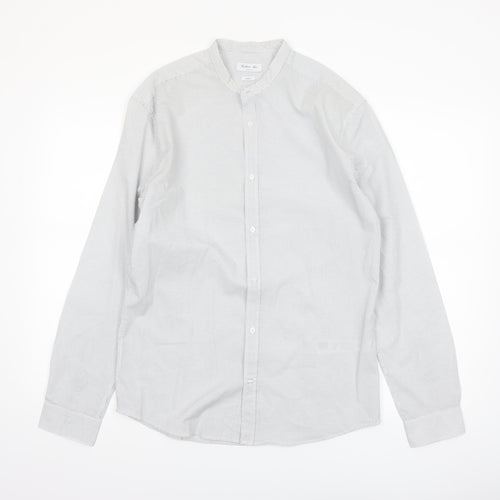 Calliope Man Men's White Polka Dot Slim Fit Long Sleeve Button-Up Shirt M