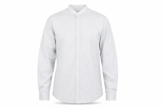 Front view of Calliope Man Men's White Polka Dot Slim Fit Long Sleeve Button-Up Shirt M