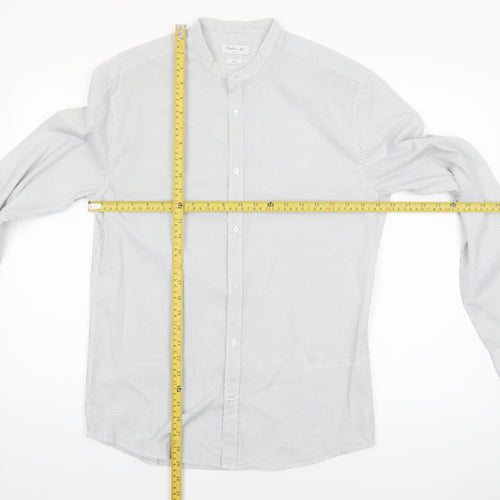 Calliope Man Men's White Polka Dot Slim Fit Long Sleeve Button-Up Shirt M