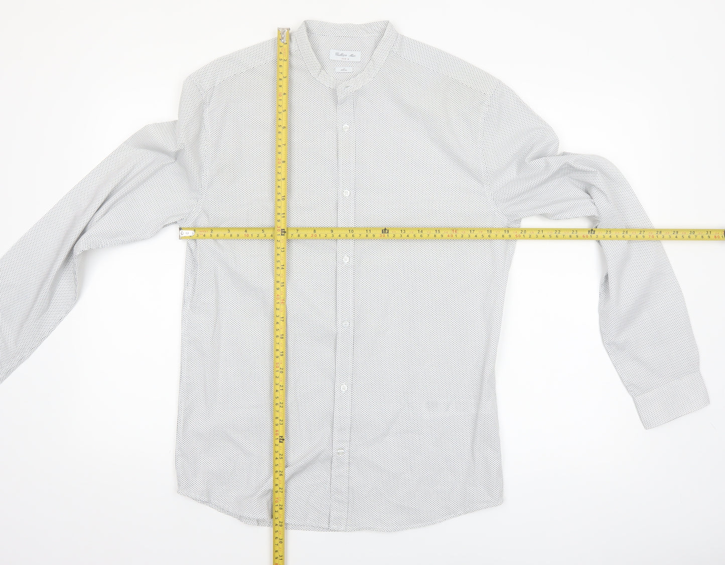 Calliope Man Men's White Polka Dot Slim Fit Long Sleeve Button-Up Shirt M