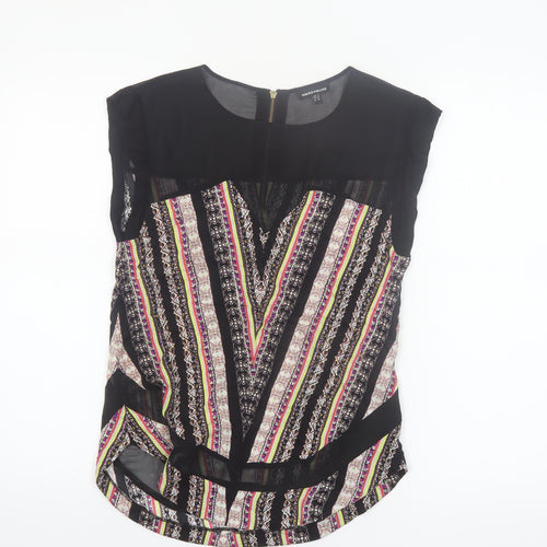 Warehouse Women's Multicoloured Bohemian Zip Back Sleeveless Tunic Blouse UK 8