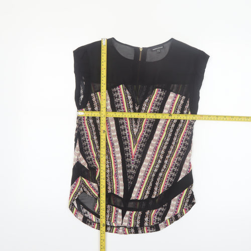 Warehouse Women's Multicoloured Bohemian Zip Back Sleeveless Tunic Blouse UK 8