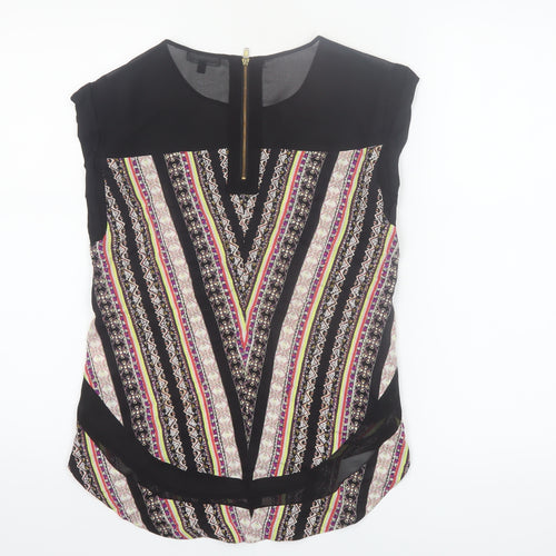 Warehouse Women's Multicoloured Bohemian Zip Back Sleeveless Tunic Blouse UK 8