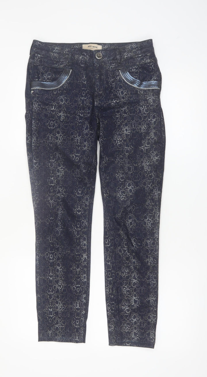 Mos Mosh Womens Blue Snake Print Naomi Cobra Jeans Size 26 Cotton Blend