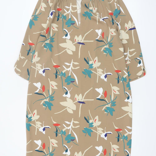 Marks and Spencer Women Beige Floral Shift Dress Size 12