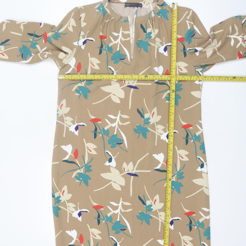 Marks and Spencer Women Beige Floral Shift Dress Size 12