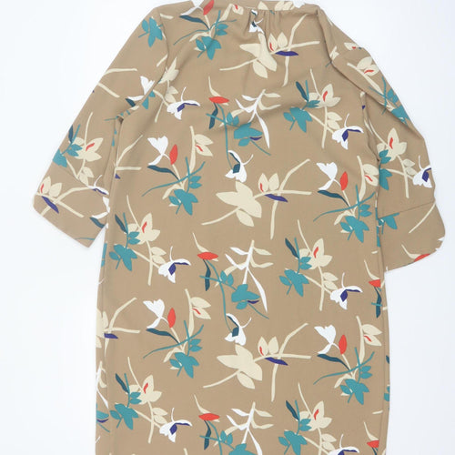 Marks and Spencer Women Beige Floral Shift Dress Size 12
