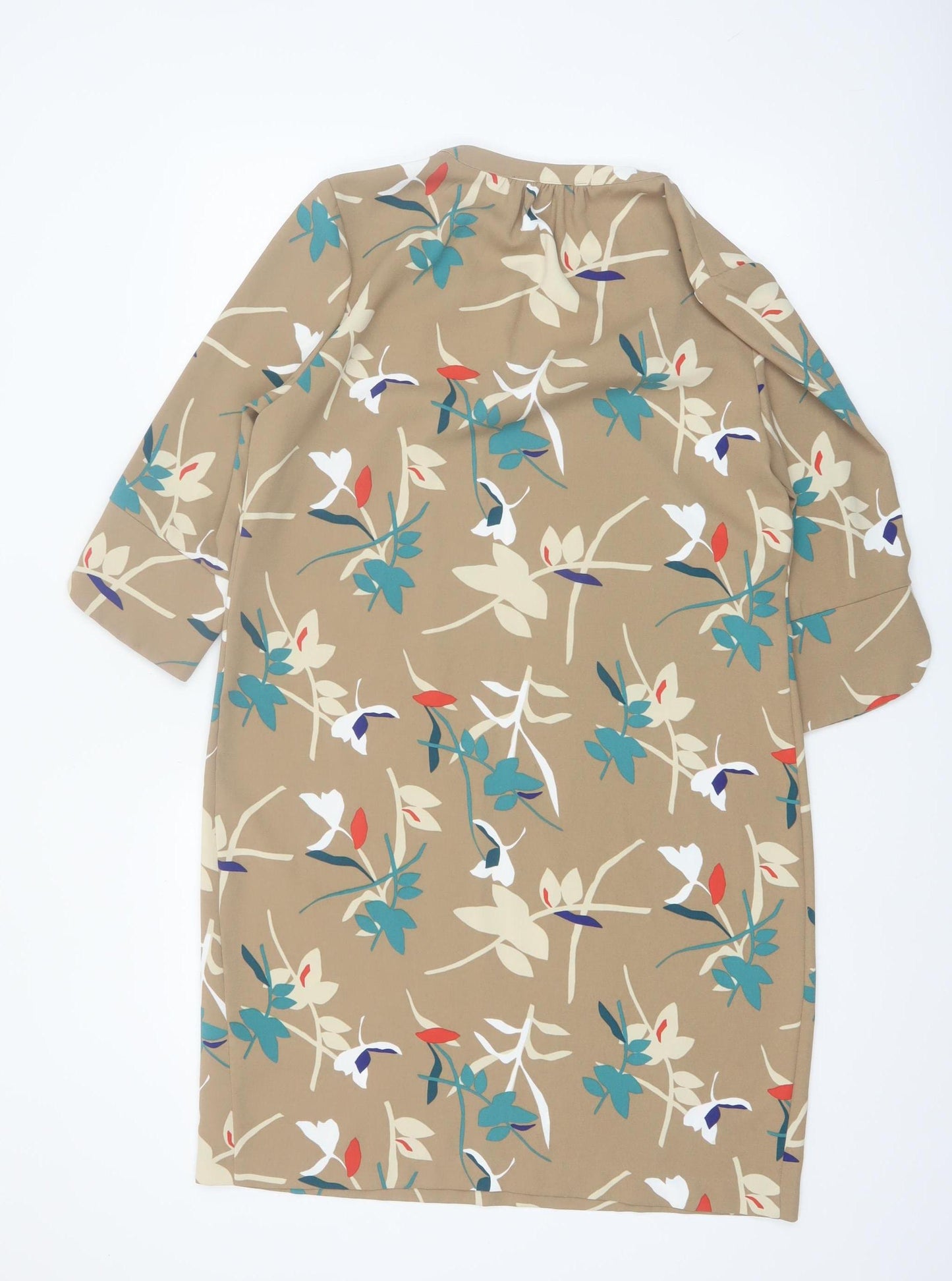 Marks and Spencer Women Beige Floral Shift Dress Size 12