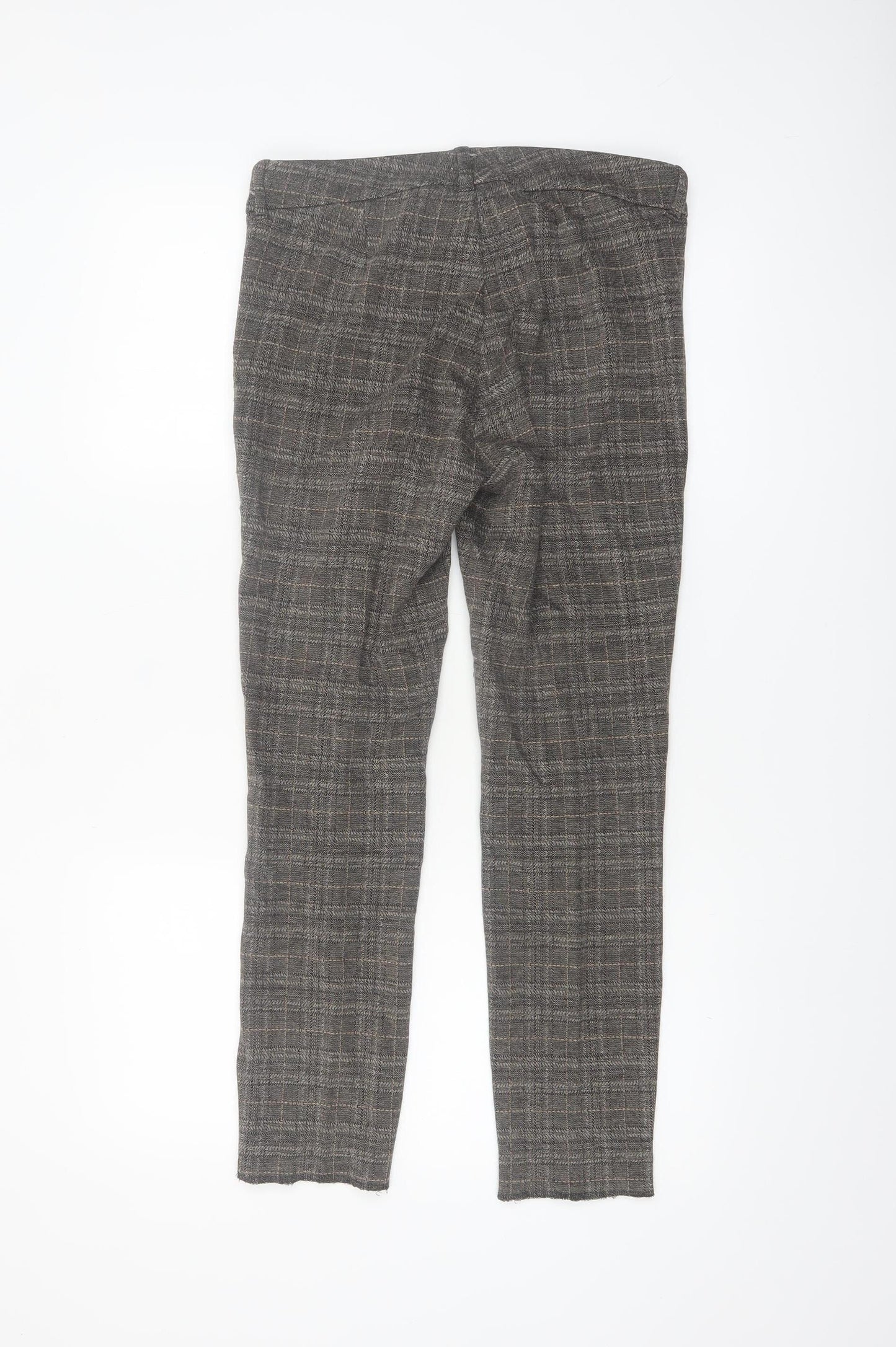 Zerres Women Brown Check Slim Fit Stretch Chino Trousers Size 8