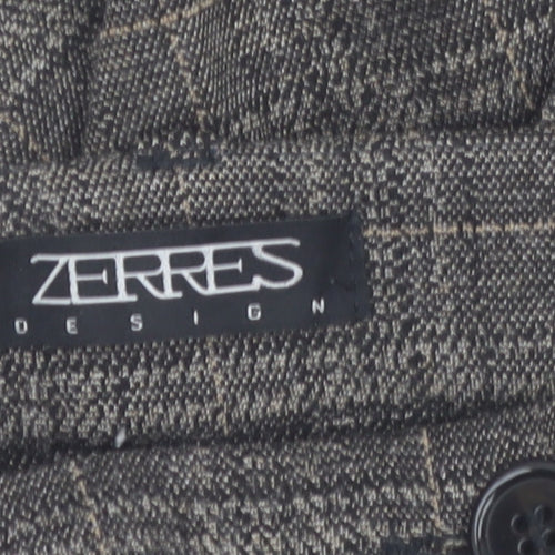 Zerres Women Brown Check Slim Fit Stretch Chino Trousers Size 8